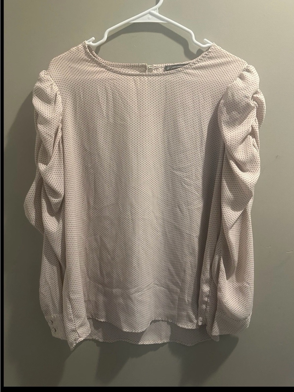 Adrianna Papell Pink Microdot Puff-Sleeve Blouse
